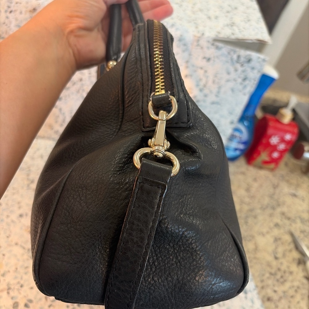 Kate Spade Black Pebbled Leather Satchel Crossbody Bag Gold Hardware - Picture 6 of 10